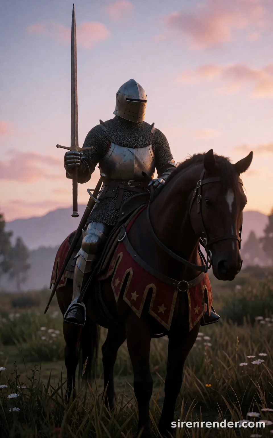 Knight at dawn, short prompt: Knight at dawn, short prompt, seed 22