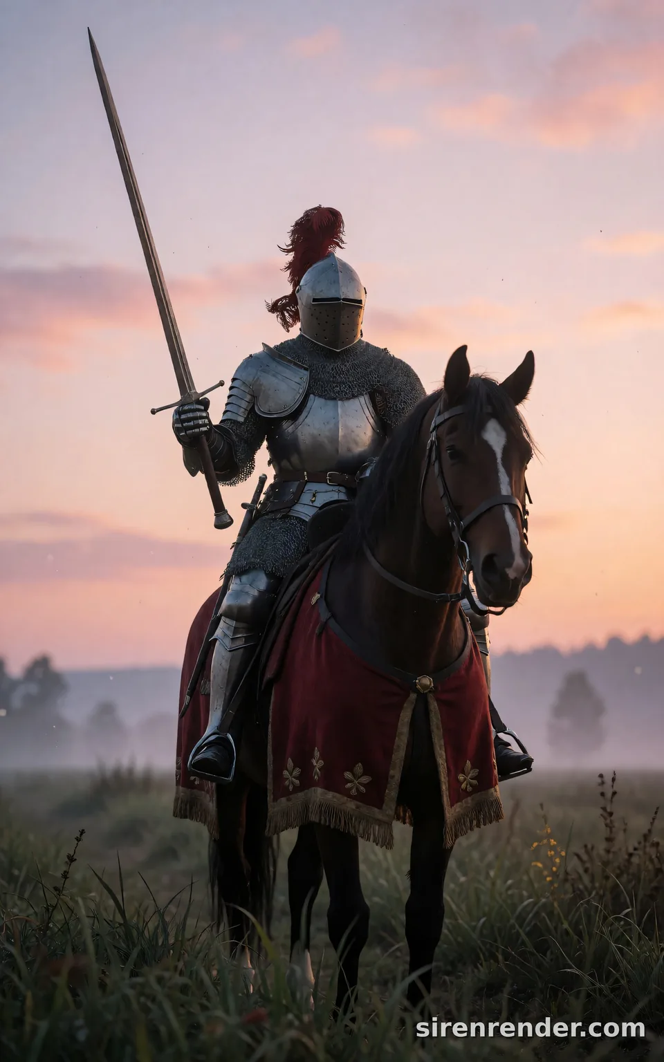 Knight at dawn, short prompt: Knight at dawn, short prompt, seed 44