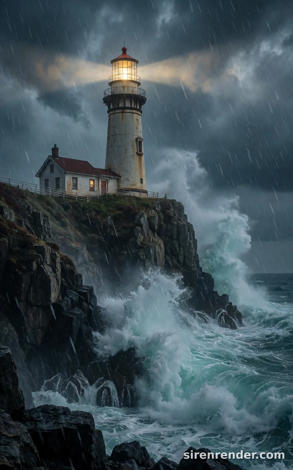 Lighthouse in a storm, short prompt: Lighthouse in a storm, short prompt, seed 11