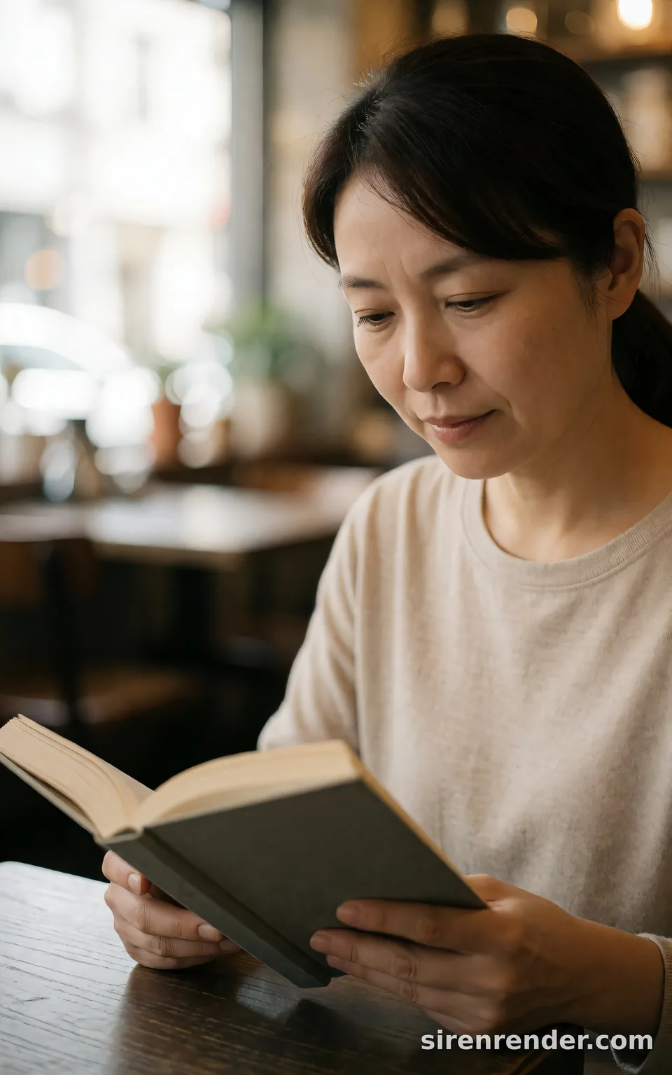 Reader in a cafe, expanded prompt: Reader in a cafe, expanded prompt, seed 11