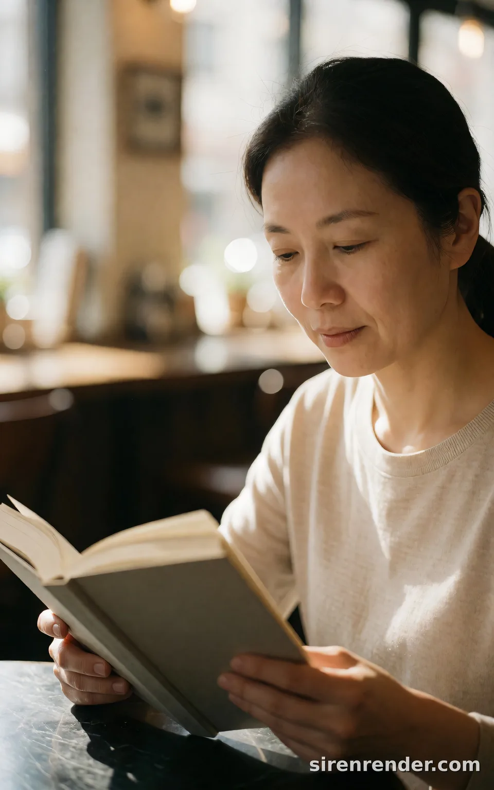 Reader in a cafe, expanded prompt: Reader in a cafe, expanded prompt, seed 33