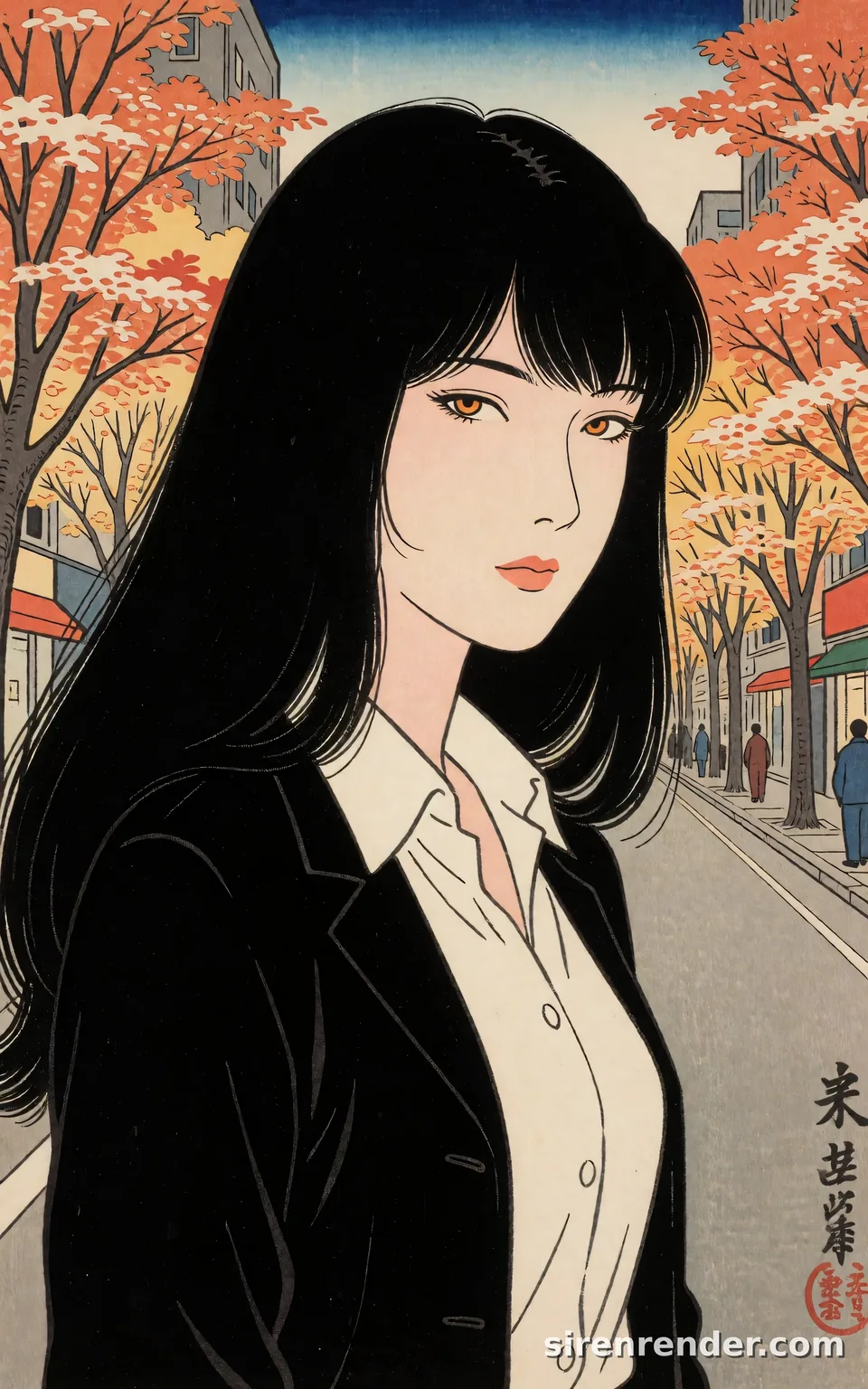 Japanese ukiyo-e woodblock print, seed 1001
