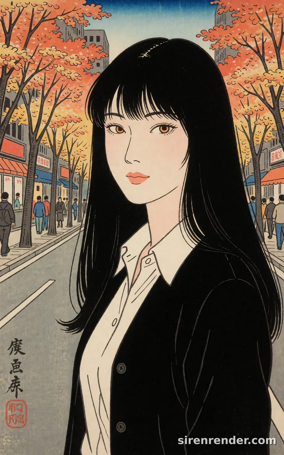 Japanese ukiyo-e woodblock print, seed 1002