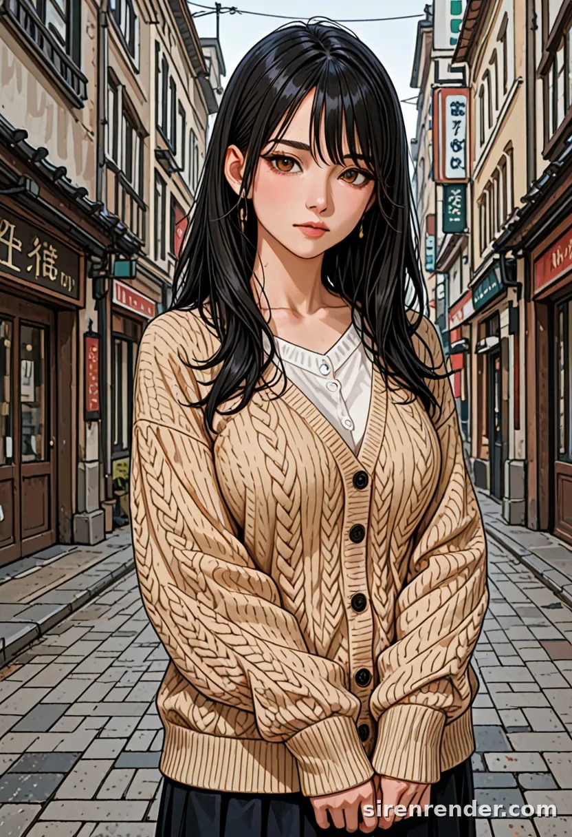 WAI-Illustrious render with the tag cardigan, seed 1001