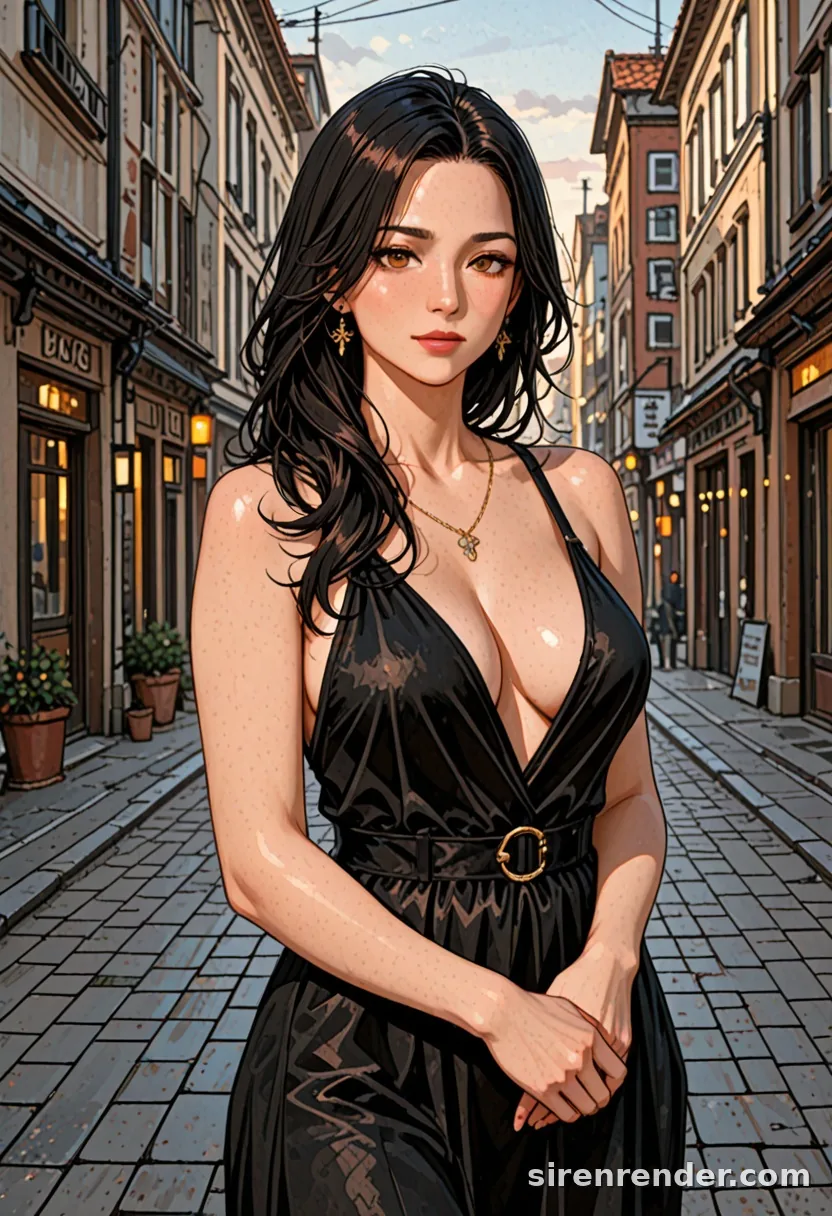 WAI-Illustrious render with the tag evening gown, seed 1001
