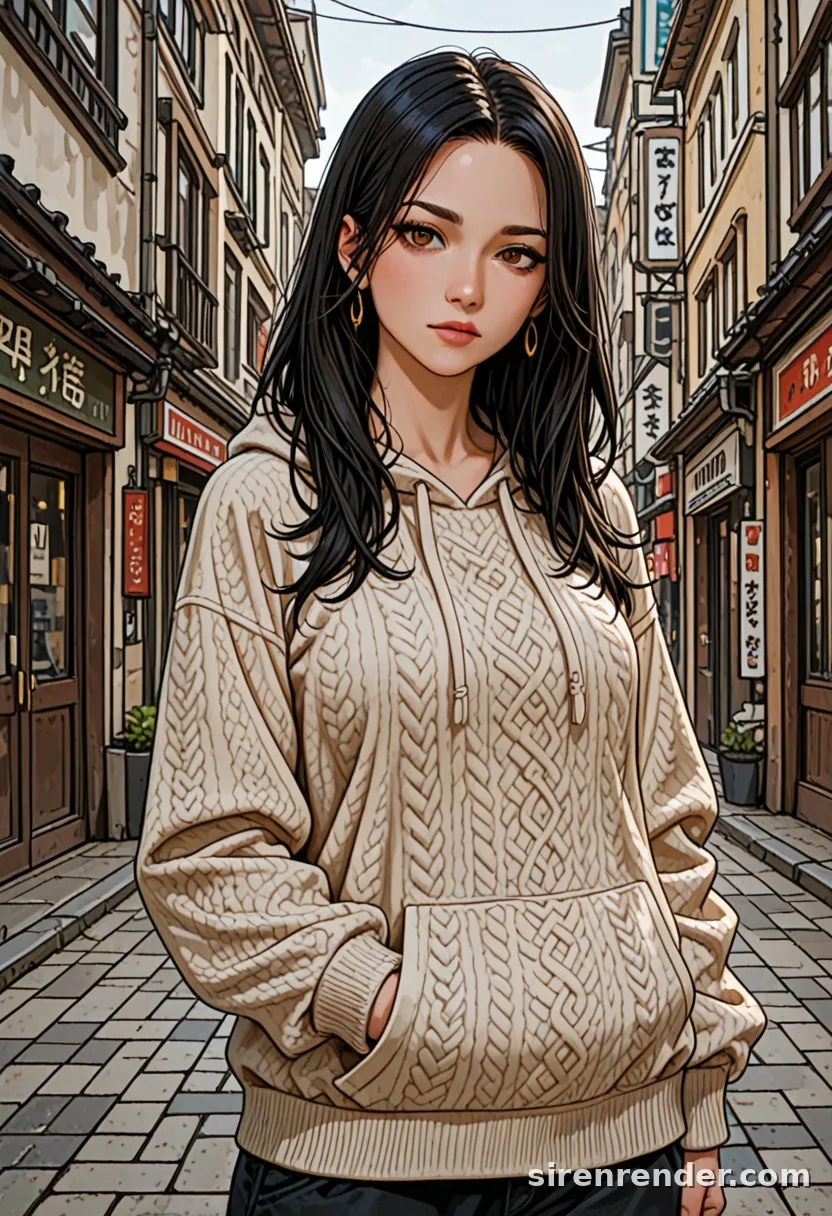 WAI-Illustrious render with the tag hoodie, seed 1001