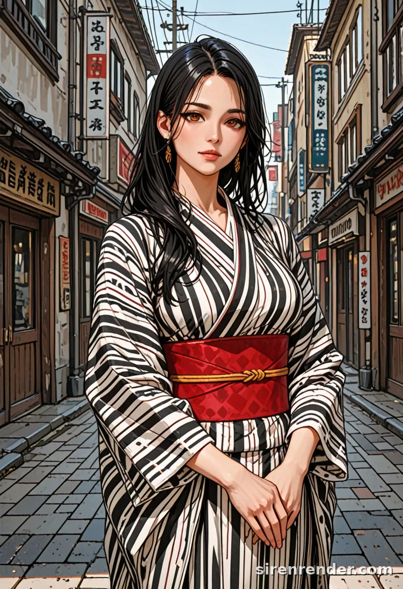 WAI-Illustrious render with the tag kimono, seed 1001