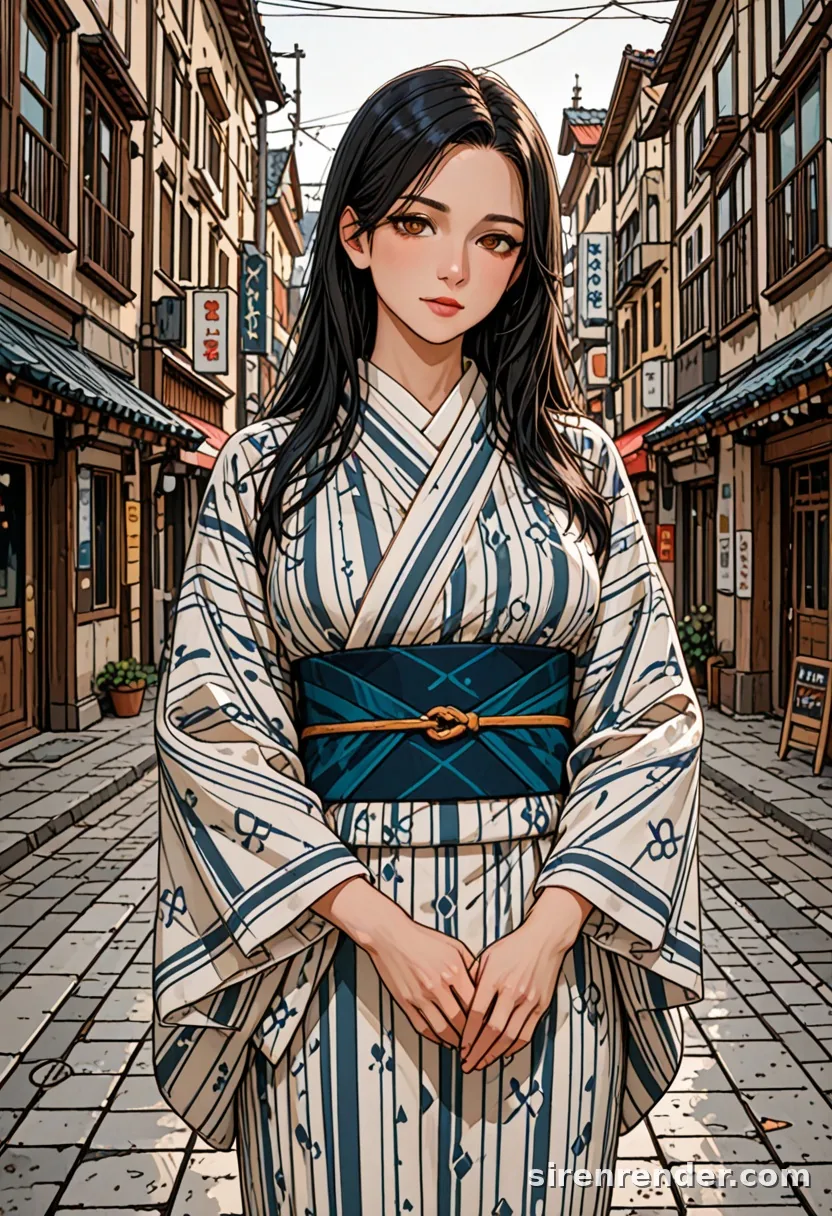 WAI-Illustrious render with the tag kimono, seed 1002