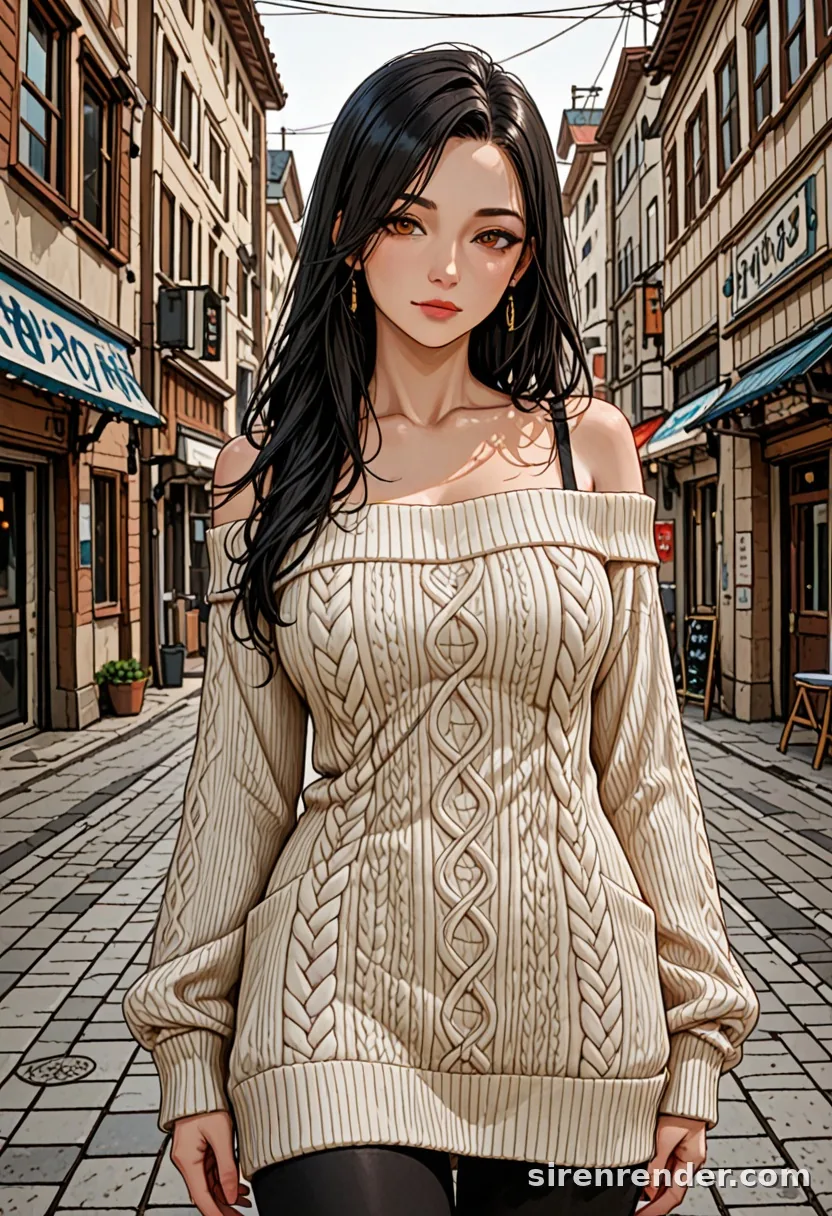 WAI-Illustrious render with the tag off-shoulder sweater, seed 1002