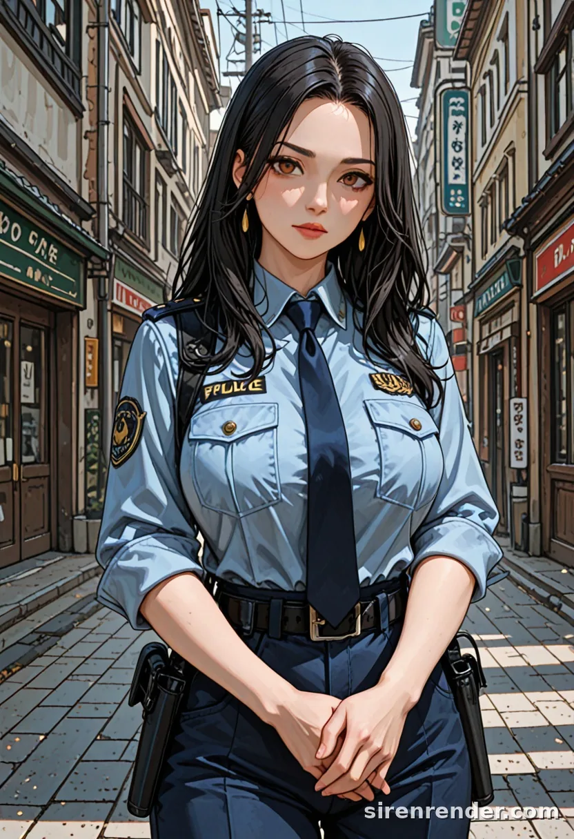 WAI-Illustrious render with the tag police uniform, seed 1001