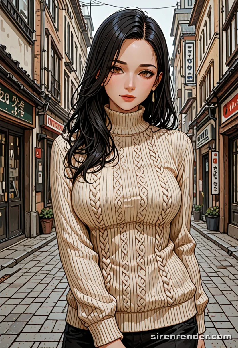 WAI-Illustrious render with the tag turtleneck sweater, seed 1001