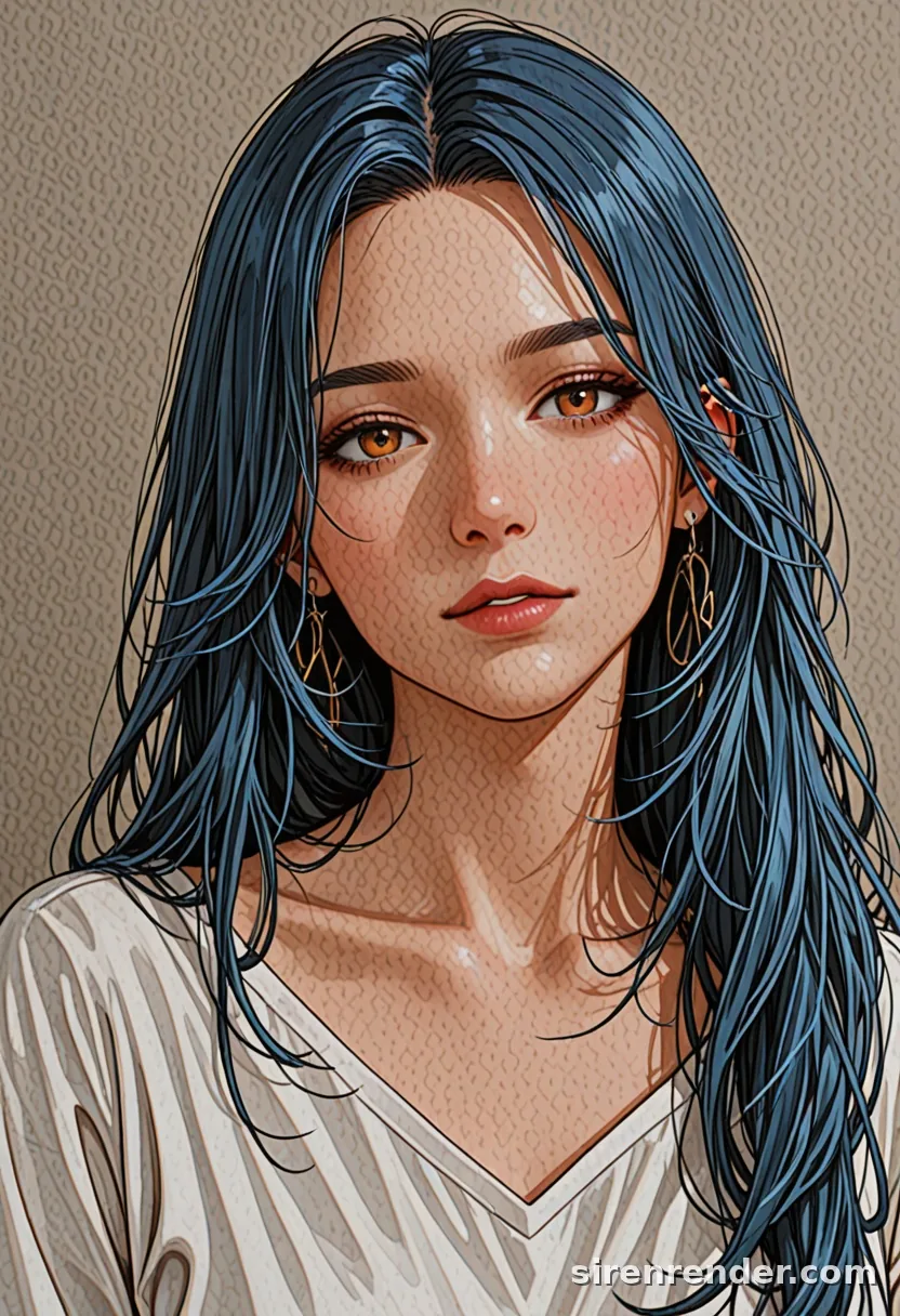 WAI-Illustrious render with the tag blue hair, seed 1001