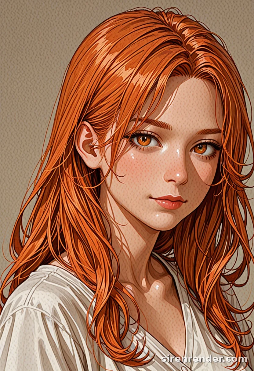 WAI-Illustrious render with the tag orange hair, seed 1001