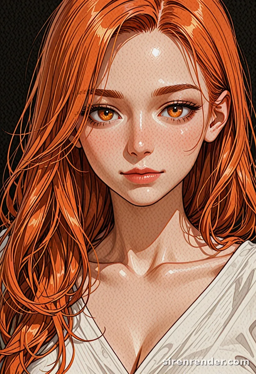 WAI-Illustrious render with the tag orange hair, seed 1002