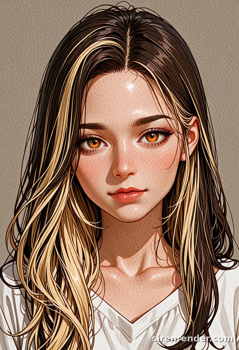 WAI-Illustrious render with the tag two-tone hair, seed 1001