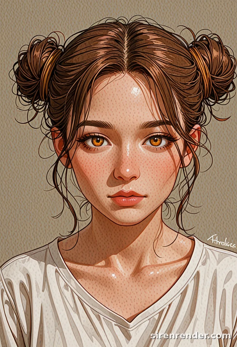 WAI-Illustrious render with the tag double bun, seed 1001