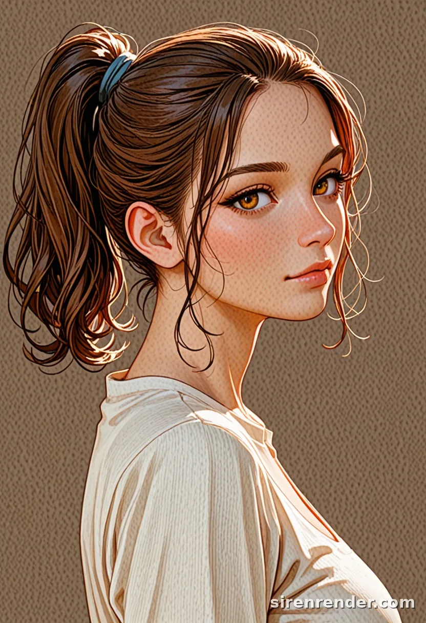 WAI-Illustrious render with the tag high ponytail, seed 1002